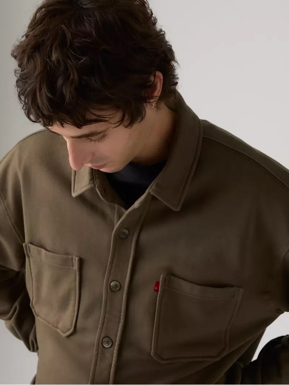 Boxy Knit Worker Garment Dye Sweatshirt - Picture 2 of 7